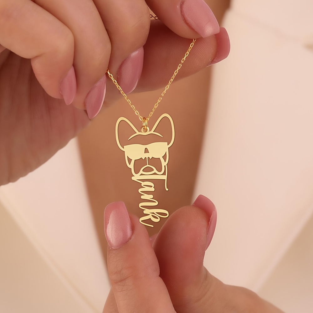 Custom French Bulldog Name Pendant Necklace